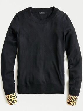 Tippi sweater with leopard-print cuffs in Re-Imagined Wool